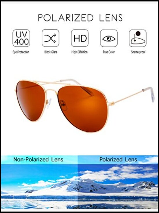 Metal Frame Polarized Lens Aviator Sunglasses with Gift Box main image 5